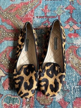 Prada Leopard Print Flats - Black & Tan